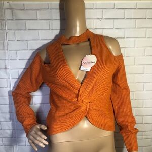 Orange Cut-Out Sweater